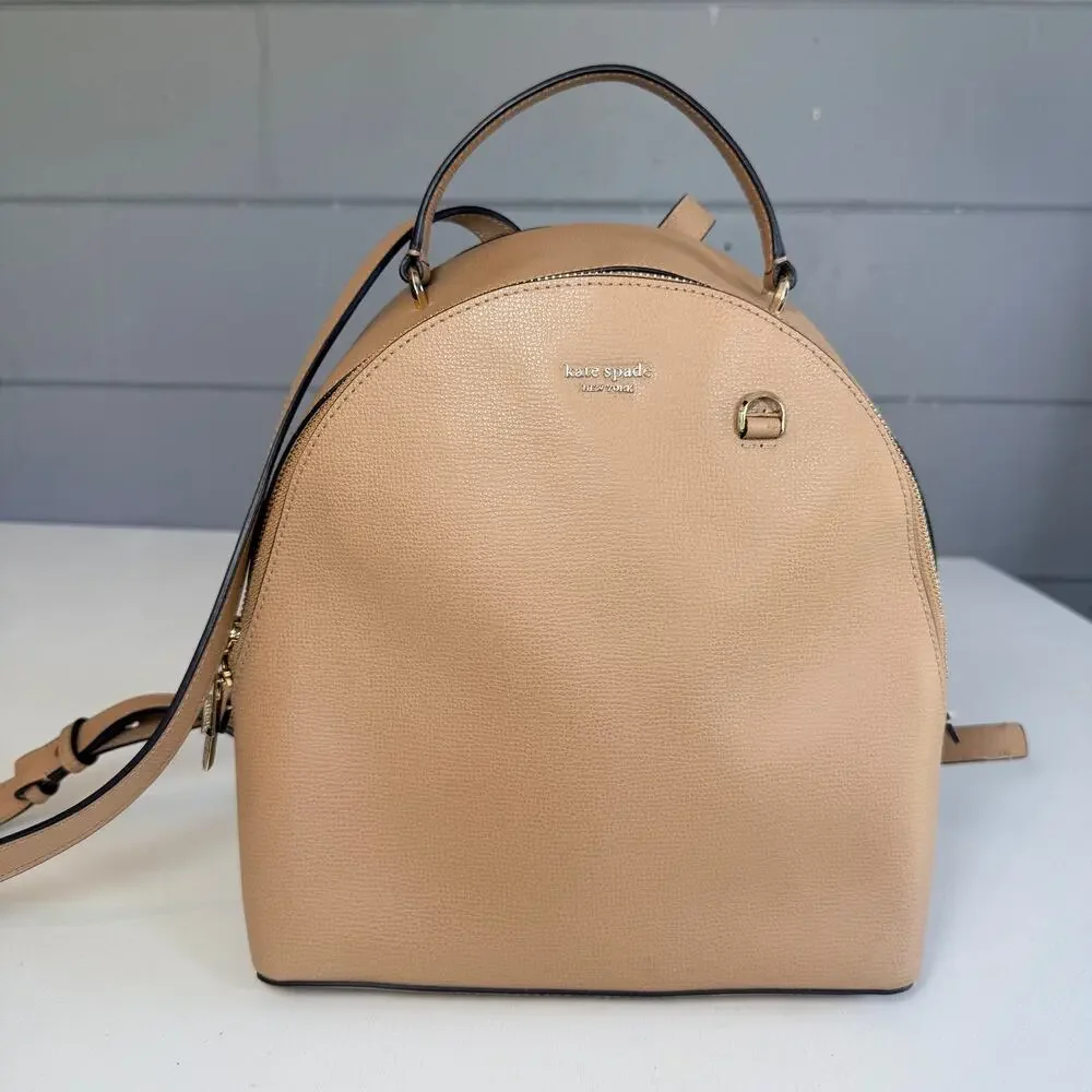 Kate Spade Sylvia Medium Backpack Blush Beige Leather Top Handle Bag